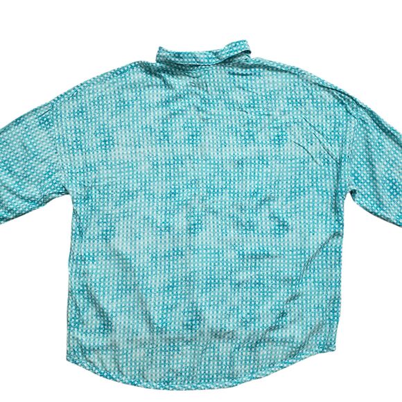 Davina Blouse Womens Large Geometric Button Front Roll Tab 3/4 Sleeve Top - Picture 10 of 10